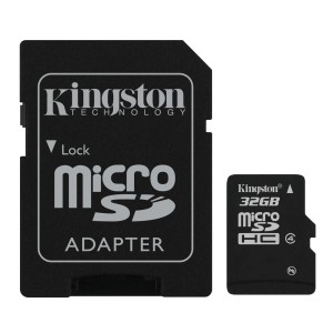 Kingston microSDHC 32 GB Class 4 + adaptateur
